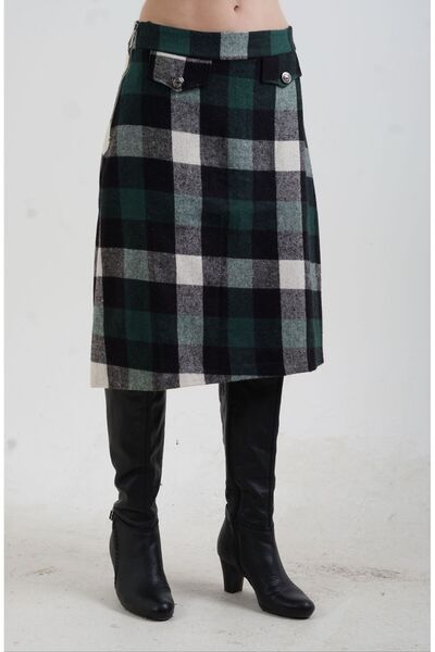 Zelish My Sister Green Plaid Bell Skirt