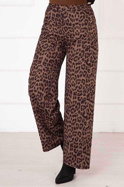 Bestenur Leopard Pattern Trousers 1324 - Black