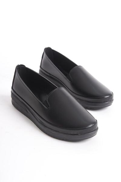 Butik Kadın Düz Loafer Rahat Taban Tam Kalıp Yuvarlak Burun Comfort Ayakkabı