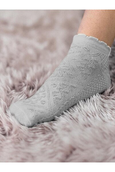 Emsay Store Висококачествени, дълготрайни 3 чифта дамски сиви дантелени чорапи до глезена