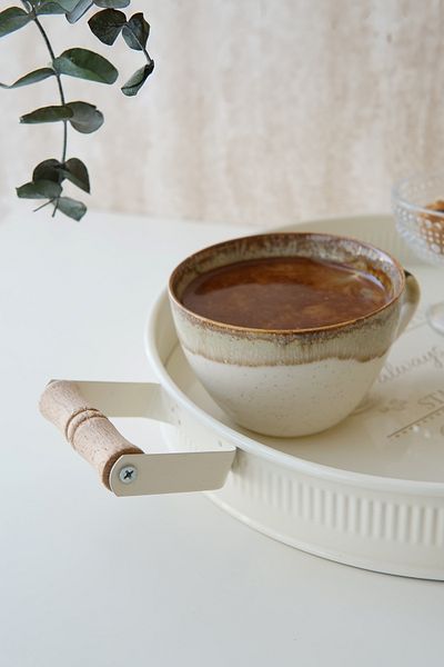 EVLE Round Tray with Wooden Handle 29 cm