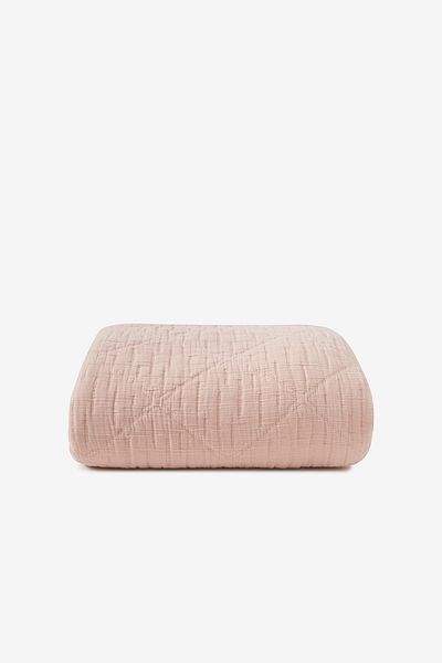 Barine Light Pink Atik Padded Jacquard Bedspread - 240X240