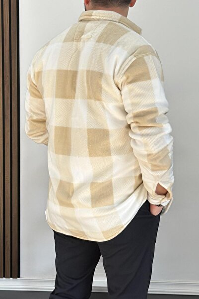 Edwox Ανδρικό πουλόβερ Fleece - Slim Fit, Cream, EDW227