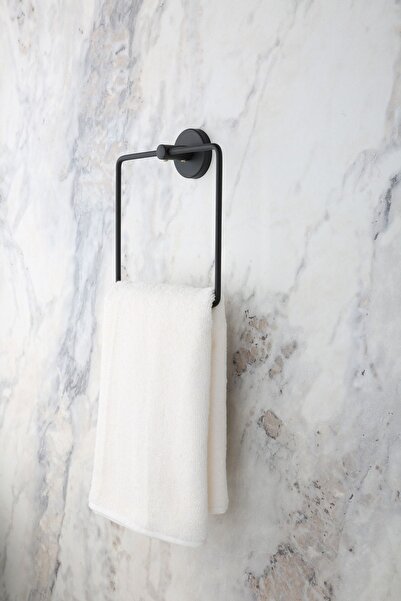 evina Evına Siyah Kare Havluluk, Havlu Askısı - Mat Siyah