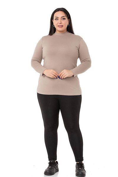 DISENTIS MODEST Large Size Half Fisherman Long Sleeve Viscose Mink Body