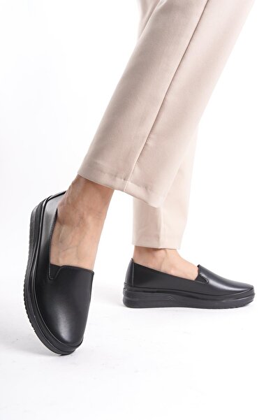 Butik Kadın Düz Loafer Rahat Taban Tam Kalıp Yuvarlak Burun Comfort Ayakkabı