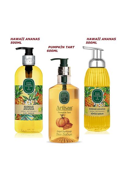 Eyüp Sabri Tuncer Eyüp Sabri̇ Tuncer Hawai̇ Ananas Bath Series(Liquid Soap500Ml,Foam Soap500Ml,Gourmetliquid Soap600Ml)
