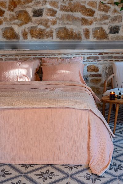 Barine Light Pink Atik Padded Jacquard Bedspread - 240X240