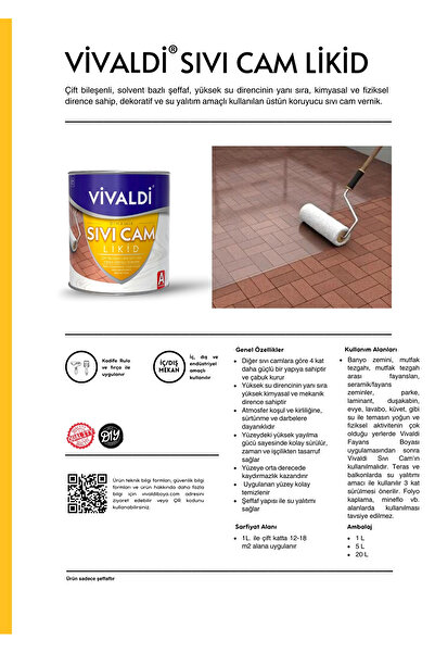 Vivaldi Sıvı Cam Koruyucu Ve Parlatıcı Maximum Parlak Vernik - (1 L) - Liquid Glass