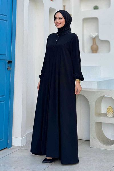 Bym Fashion Λεπτομερές φόρεμα με μαύρο κουμπί 6028