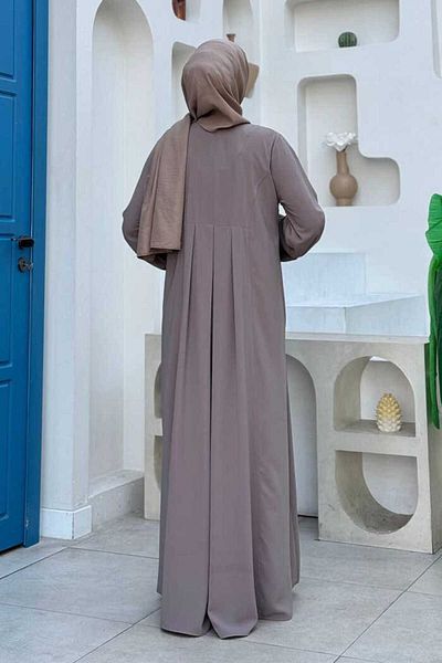 Bym Fashion Φόρεμα Mink 6028 - Λεπτομέρεια με κουμπί