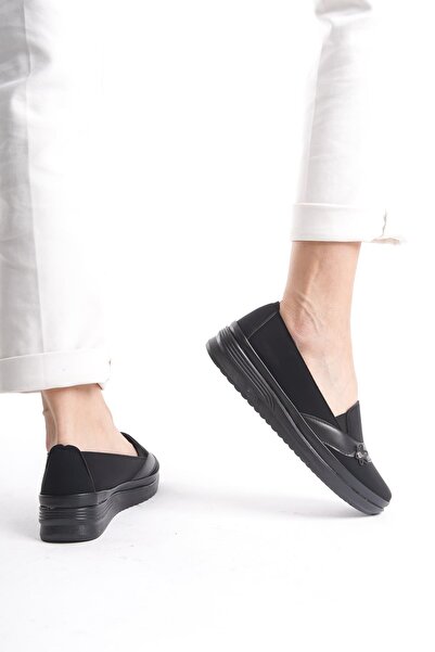 CZ London Kadın Günlük Rahat Taban Düz Ayakkabı Scuba Kumaş Comfort Ayakkabı