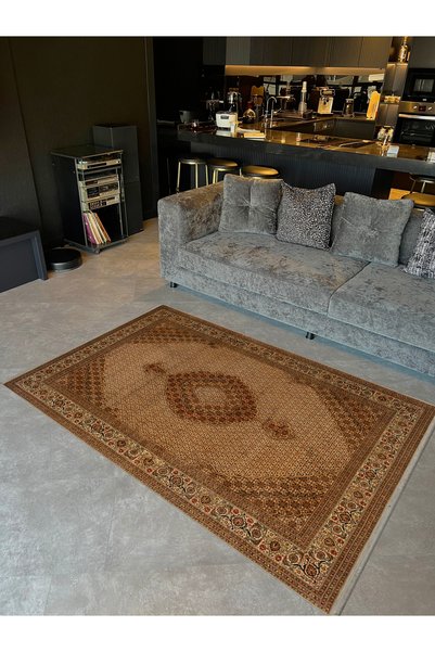 Rugs Modern Halı Crescent Collection Brown Beige Traditional Patterned Woven ...