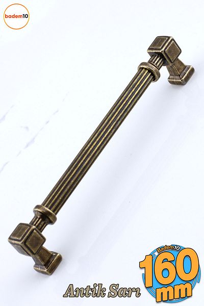 Badem10 Talas 160 mm dungi metal galben antic mobilier bucătărie sertar dulap dulap mâner mâner