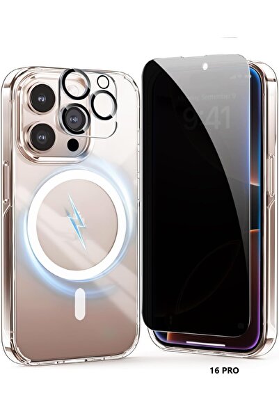 Evax (HY+MG+LENS) iPhone 16 Pro Uyumlu 1 Hayalet Ekran Koruyucu + 1 MagSafe K...