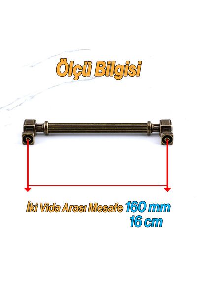 Badem10 Talas 160 mm dungi metal galben antic mobilier bucătărie sertar dulap dulap mâner mâner
