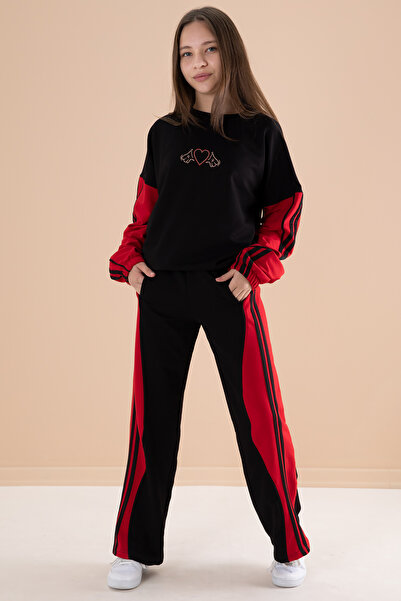 Cansın Mini 2-Piece Striped Set for Girl - Black 20100