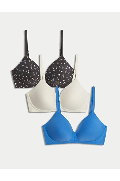 Marks & Spencer 3'lü Balensiz Pamuklu T-Shirt Sütyeni Seti