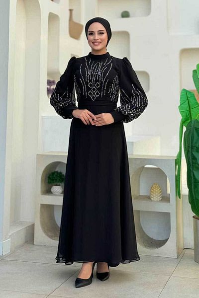 Bym Fashion Μαύρο βραδινό φόρεμα