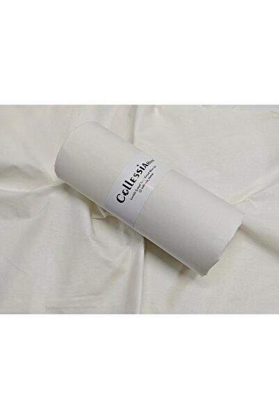 CollessiaHome Premium 100% βαμβακερή ποπλίνα - Σετ σεντόνια εκρού μονό, ελαστ...