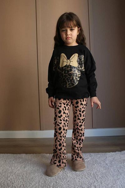 Minigimin Cicileri Set fete cu 2 fire cu model leopard - negru
