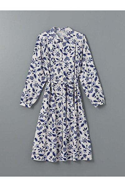 LC Waikiki Rochie cămașă de damă, albastru marin, cu imprimeu floral