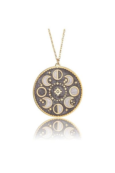 Herşey Nota Phases of the Moon Moon Cycle Necklace Women Men