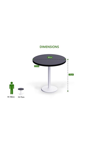 Mahmayi Round Pantry Table, Simple Modern Design Coffee Task for Home Office, (80 cm Dia, Black)