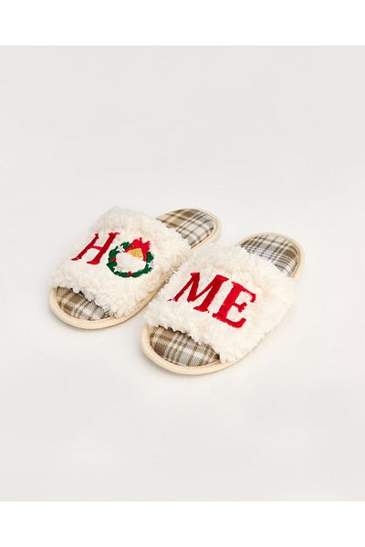 Chirpy Heu - Home Written Gingham Patterned Women's House Slippers