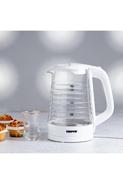 Geepas غلاية كهربائية زجاجية سعة 1.7 لتر - دوران 360 درجة، 1850-2200 واط