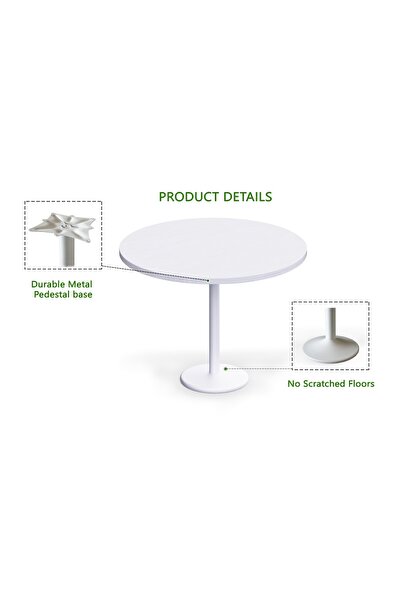 Mahmayi Round Pantry Table, Simple Modern Design Coffee Task for Home Office, (100 cm Dia, White)
