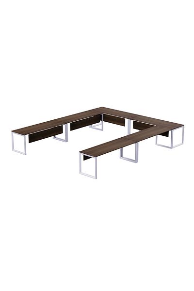 Mahmayi Vorm 136-16 U-Shaped Conference Meeting Table for Office 12 Person Capacity-Dark Walnut