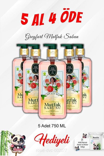 Eyüp Sabri Tuncer Grapefruit 750 ml Kitchen Soap - Buy 5 Pay 4 and Rosie Cotton