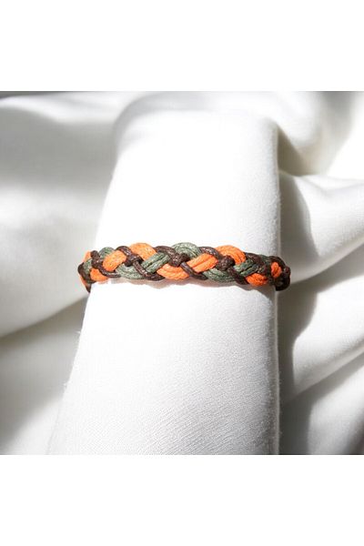 etniko Hand Knitted String Bracelet Carrying the Colors of Nature Brown-Orange-Green
