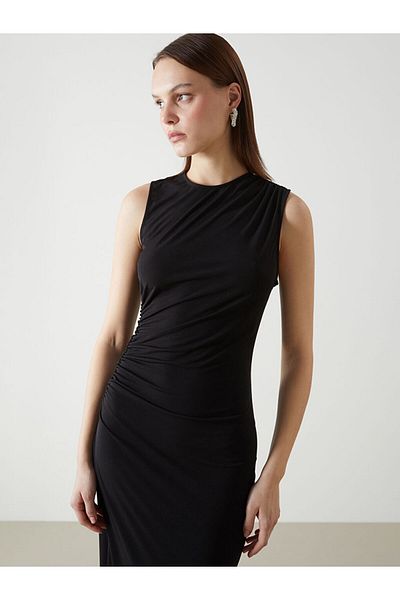 LC Waikiki Lcw Vision Black Crew Neck Women's Dress
