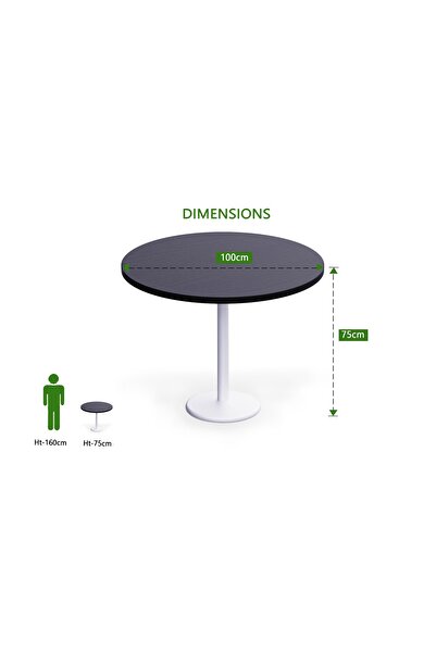 Mahmayi Round Pantry Table, Simple Modern Design Coffee Task for Home Office, (100 cm Dia, Black)