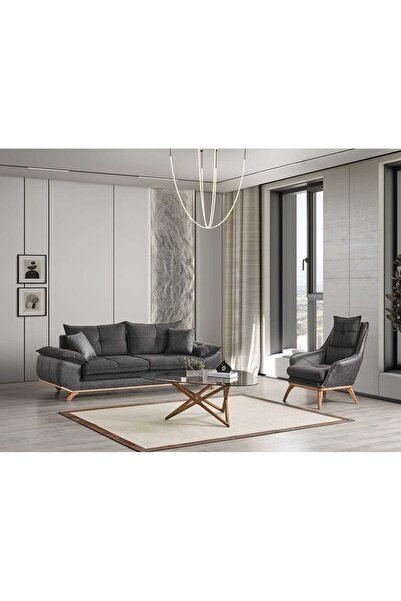 Velura Home & Living Azir Koltuk Takımı & Bazalı Yataklı Koltuk Takımı 3 3 1 - Nubuk Bukle Kumaş