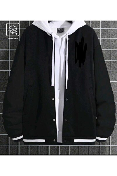 Genel Markalar Kapşonsuz Unısex Baskılı Kolej Ceket