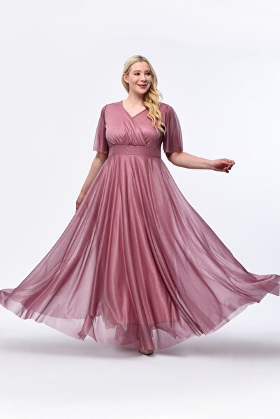 Generic Brand Işıltı Rochie de seară elegantă, lungă, cu mâneci cu volane, cu...