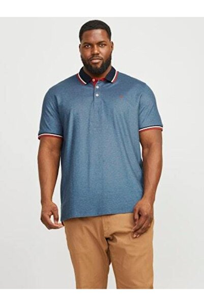 Jack & Jones Ανδρικό βαμβακερό μπλουζάκι με γιακά πόλο μεγάλου μεγέθους 12143859