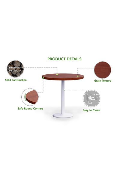 Mahmayi Round Pantry Table, Modern Design Coffee Task for Home Office, (80 cm Dia, Apple Cherry)