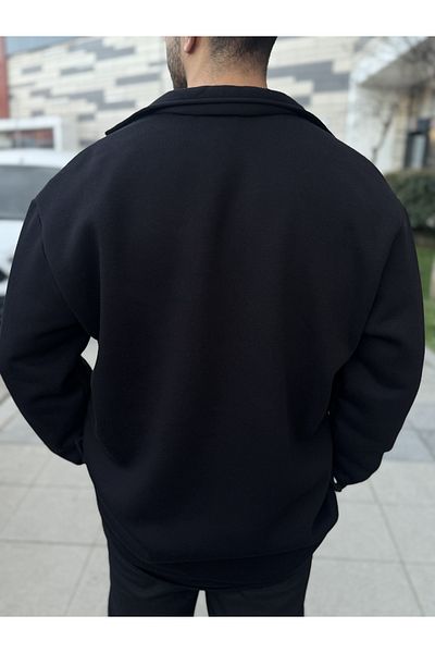 CAN Long Sleeve Black Slim Fit Cotton Raised Jacket Shirt