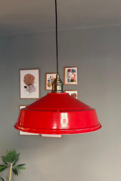Bamyum Carmelo Kırmızı Tekli Avize Eskitme Lale Başlık Retro Sarkıt Lamba Restoran Salon Aydınlatma