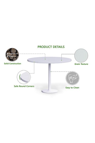 Mahmayi Round Pantry Table, Simple Modern Design Coffee Task for Home Office, (100 cm Dia, White)