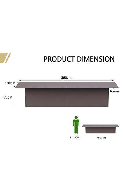 Mahmayi Stylish Conference Table for Office, Meeting and Conference Room-Anthracite Linen, 360CM