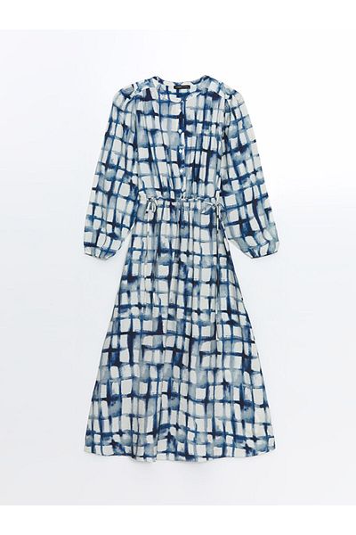 LC Waikiki Rochie de damă din popelin cu model LCWAIKIKI, albastru clasic, cu decolteu