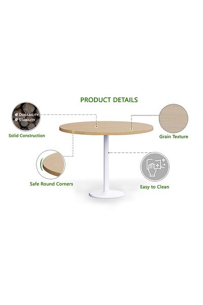 Mahmayi Round Pantry Table, Simple Modern Design Coffee Task for Home Office, (100 cm Dia, Oak)