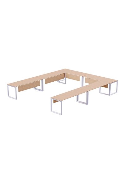Mahmayi Vorm 136-16 U-Shaped Conference Meeting Table for Office 12 Person Capacity-Oak