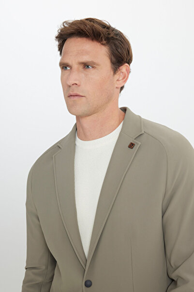 ALTINYILDIZ CLASSICS Men's Mink Slim Fit Slim Fit Mono Collar Suit Jacket with Zipper Pockets