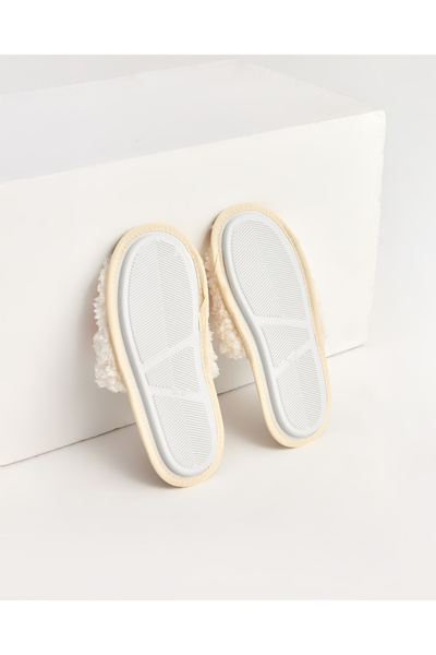 Chirpy Heu - Home Yazılı Pötikare Desenli Kadın Ev Terliği